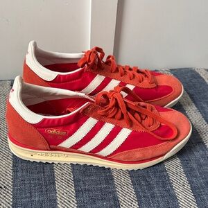 Adidas Men's Red and White Sneakers